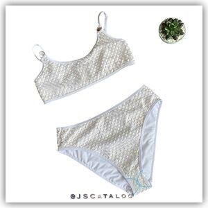 JSCatalog White and Gold Bikini Set